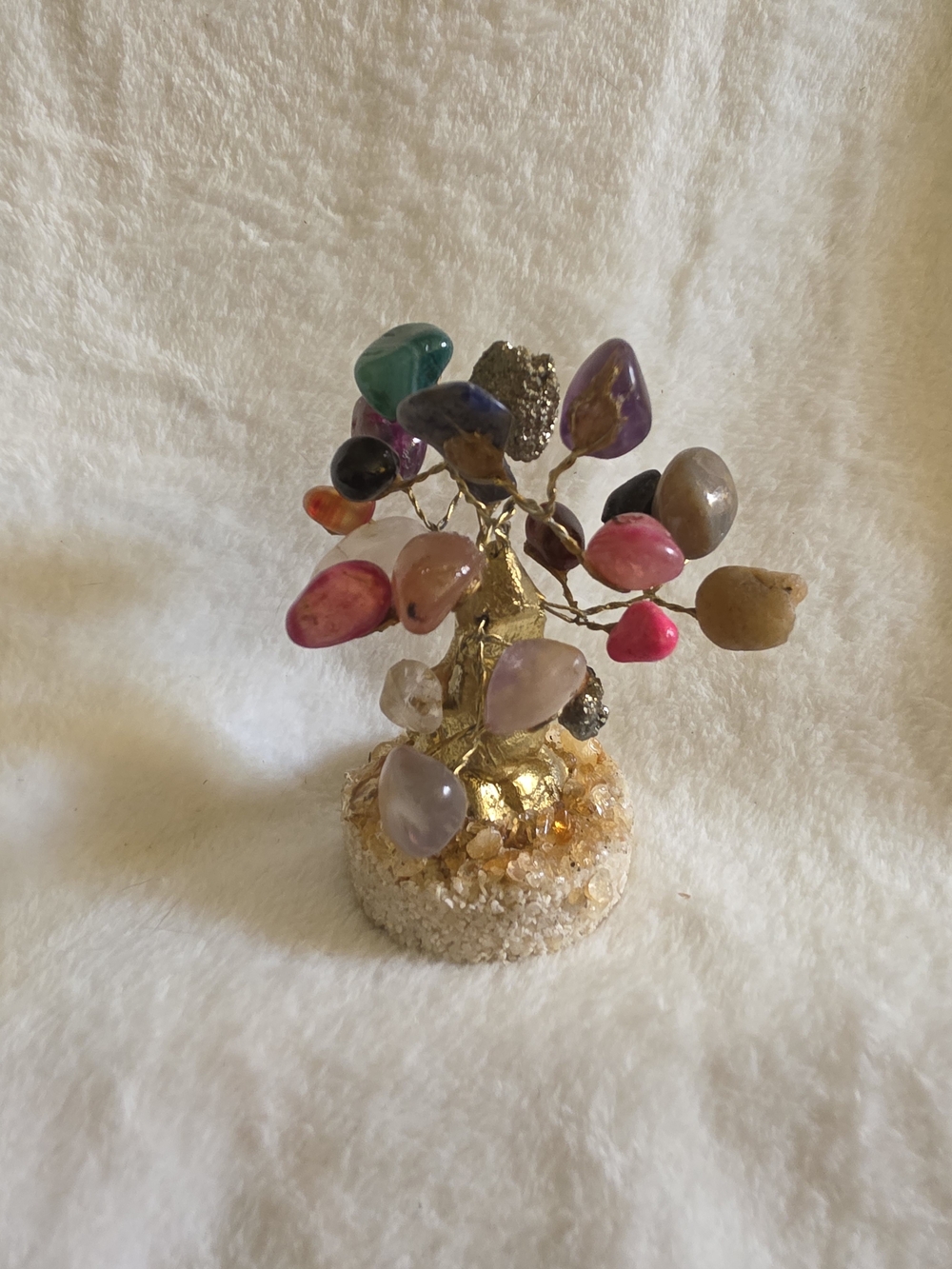 Mixed Gemstone Crystal Tree - Hand-Twisted Wire Bonsai Tree of Life - Mini Feng